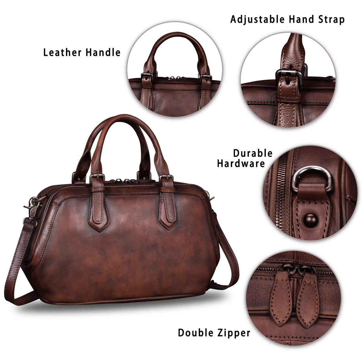 Genuine Leather Handbag for Women - Handmade Top Handle Satchel Purse with Adjustable Shoulder Strap | Fashionable & Durable for Work, Travel & Everyday Use