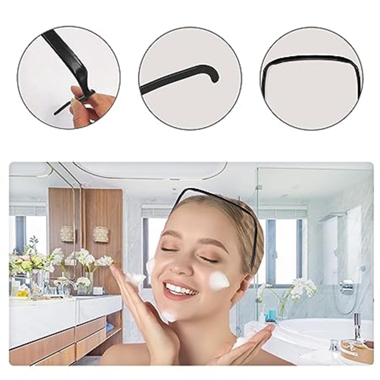 2PCS Fashionable Sunglasses Headband for Women & Men - Curly Hair Hoop Hairbands with Square Frame, Adds Volume & Style Without Headache (Black) - Perfect for Beach, Outdoor Activities & Fashion Accessories