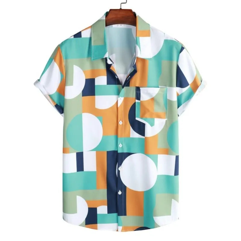 Men's Boho Patchwork Shirt for Festival & Party Outfits | Casual Summer Hippie Style Shirt for Music Festivals & Beach Vacations