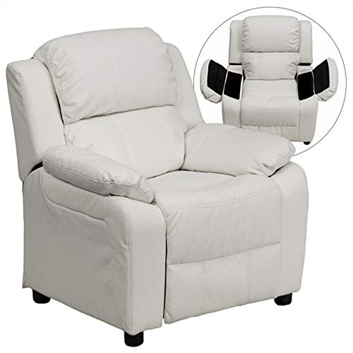 BOWERY HILL Kids Recliner Chair - Soft Plush White Reclining Chair for Boys & Girls - Perfect for Bedroom, Playroom & Movie Nights - Comfortable Kids Furniture Gift