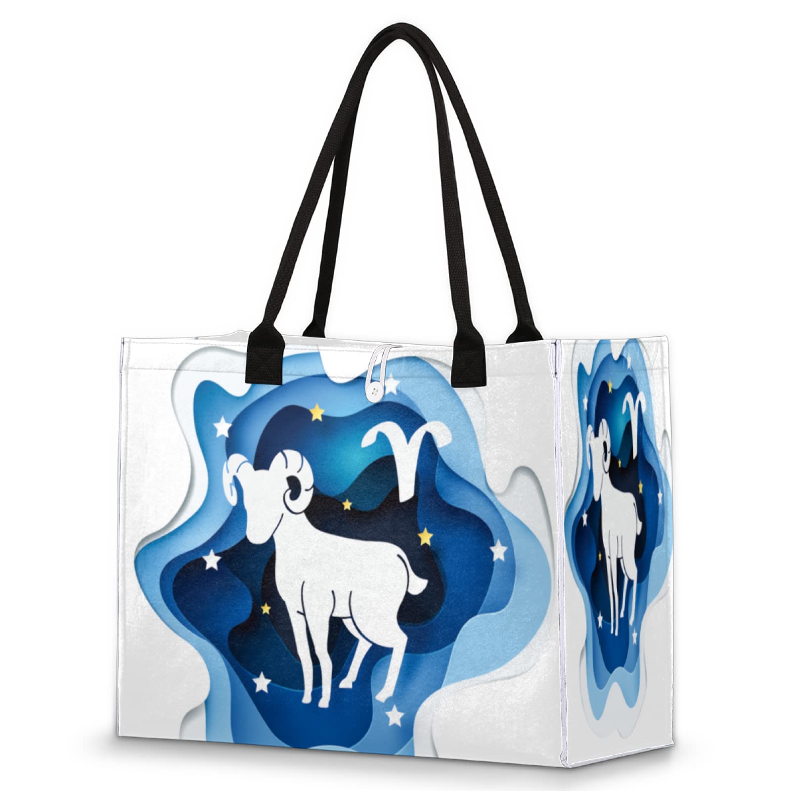 Aries Constellation Tote Bag for Women - Reusable Grocery Shopping Bag, Durable Work & Beach Tote - Perfect for Travel, Pool, Outdoor Activities & Gift Giving