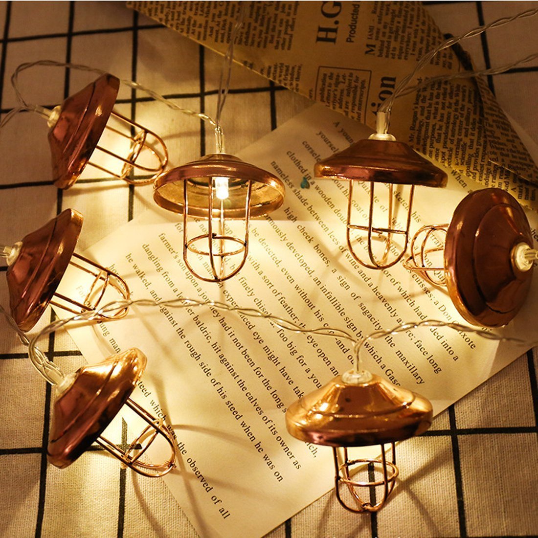 Vintage LED String Lights - 20 Warm White Lanterns for Home, Patio, Wedding