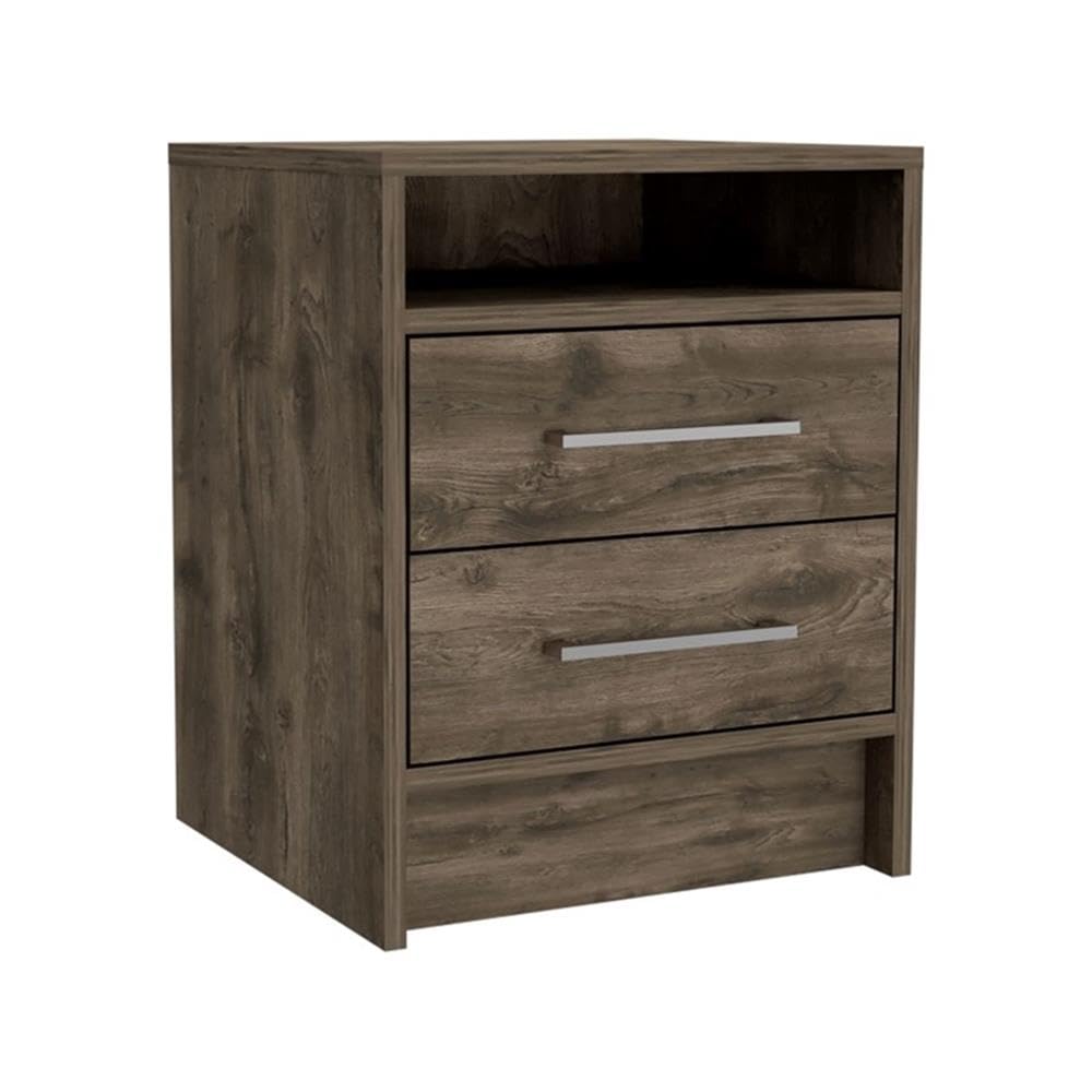 TUHOME Eter Nightstand - Modern Brown Engineered Wood Bedside Table with Drawer | Perfect for Bedroom, Guest Room & Small Space Furniture