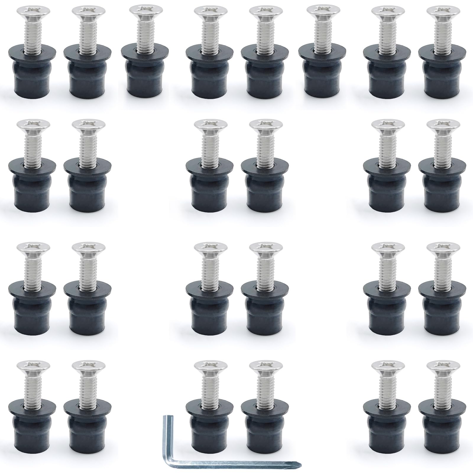 26 Pairs M6 Neoprene Well Nuts with Stainless Steel Bolts for Kayak & Motorcycle Windscreen
