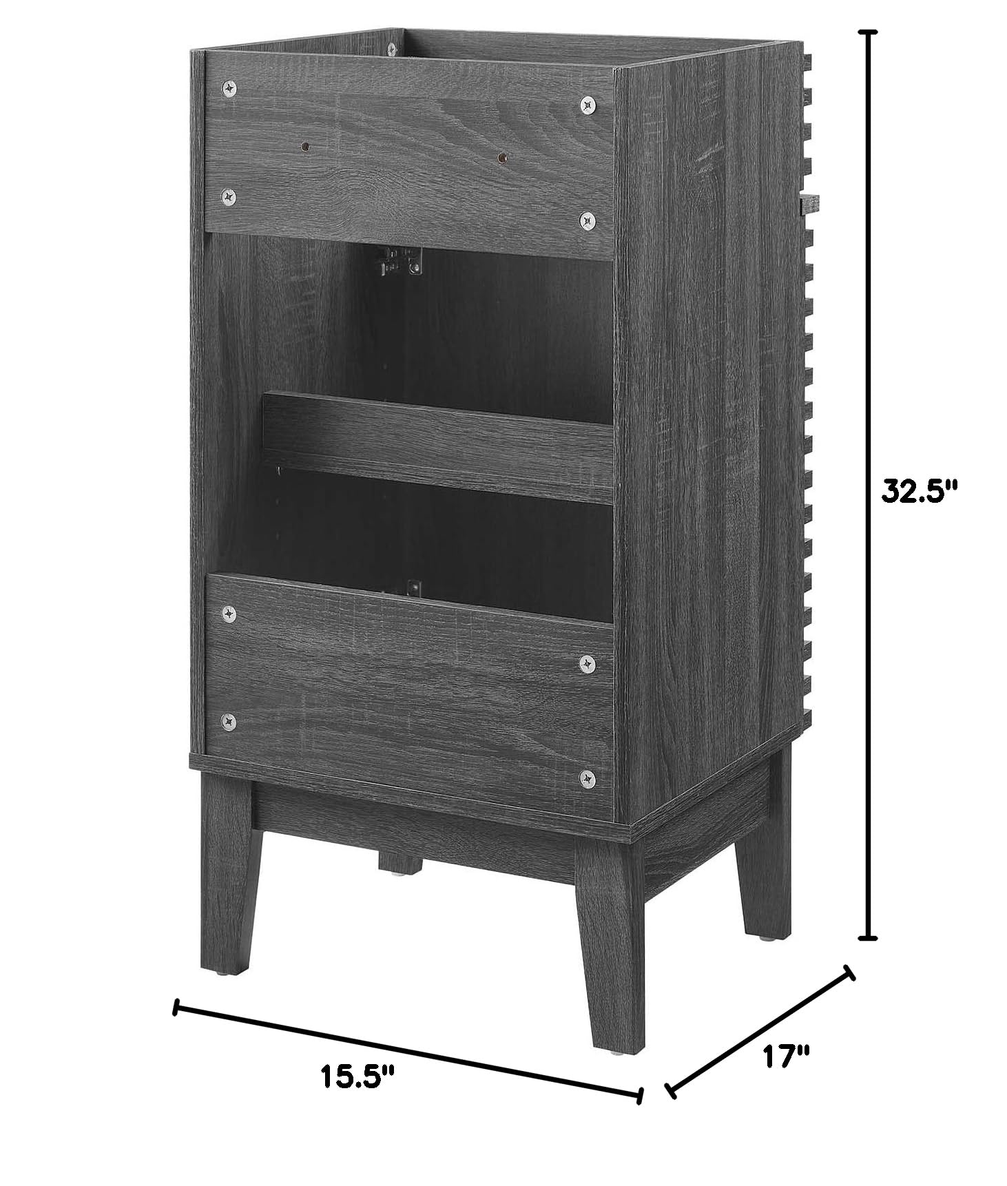Modway Render 18 Inch Modern Bathroom Vanity in Charcoal - Wall Mounted Storage Cabinet with Soft Close Doors (Sink Not Included) for Small Bathrooms & Powder Rooms