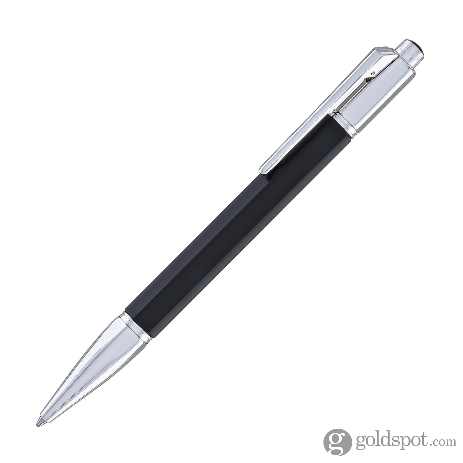 Luxury Caran d'Ache Varius Ebony Wood Ballpoint Pen with Silver Plated & Rhodium Coating - Premium Writing Instrument for Business Professionals, Gifts & Collectors