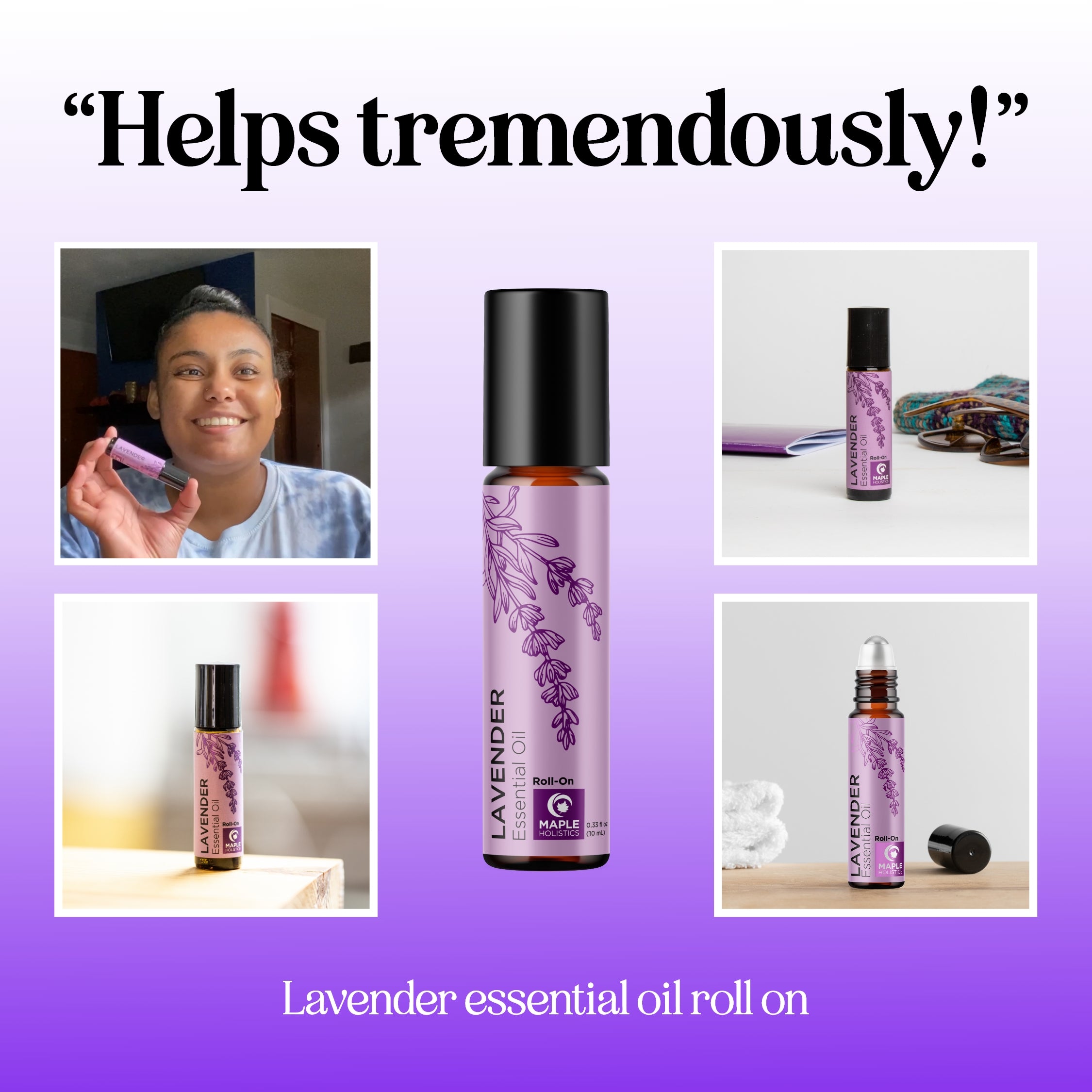 Pure Lavender Essential Oil Roll On for Stress Relief & Relaxation - Perfect for Aromatherapy, Travel & Home Use
