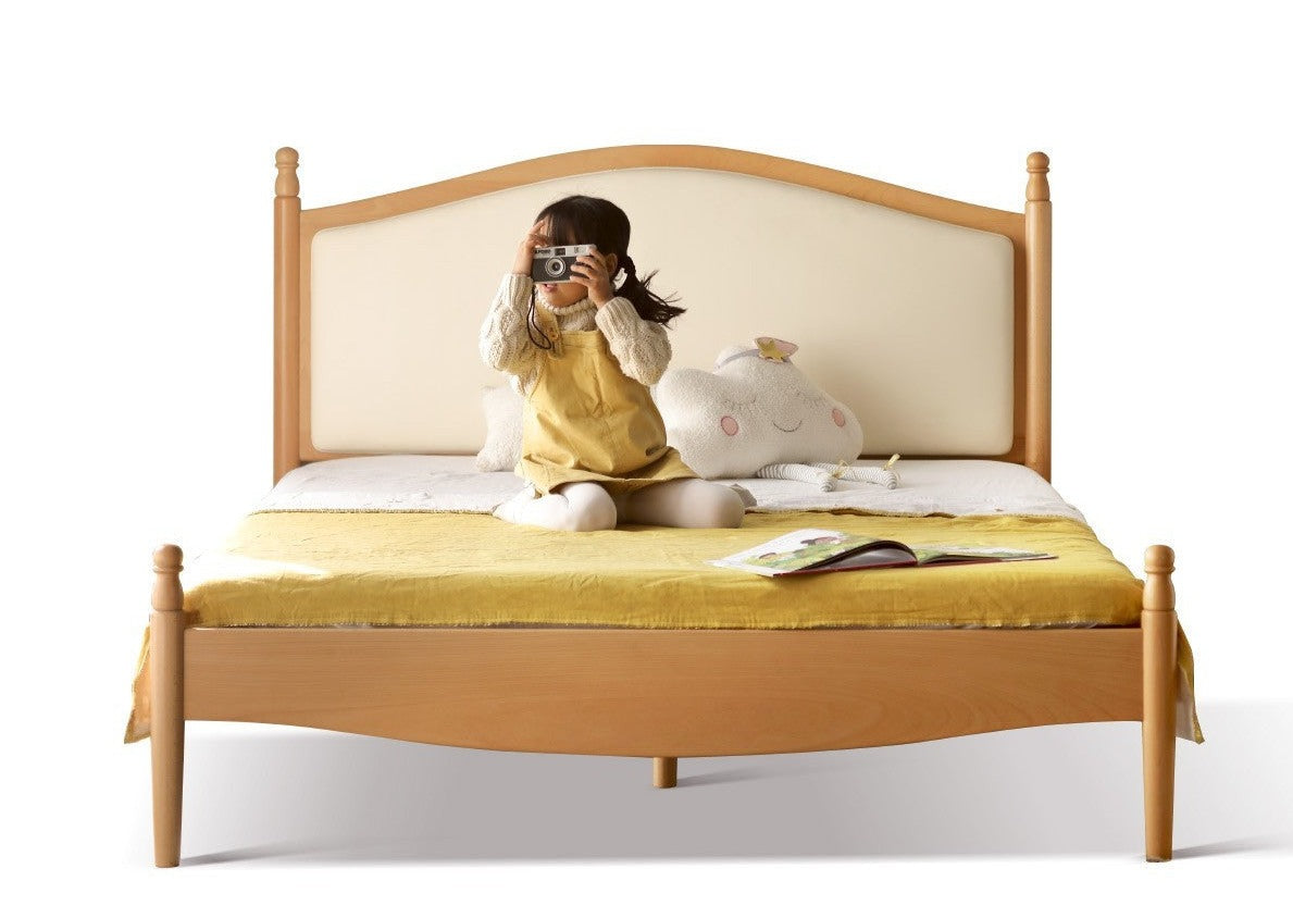Solid Wood Princess Bed - Beech & Oak Wooden Toddler Bed for Girls - Perfect for Kids' Bedrooms, Nursery, and Playroom Decor