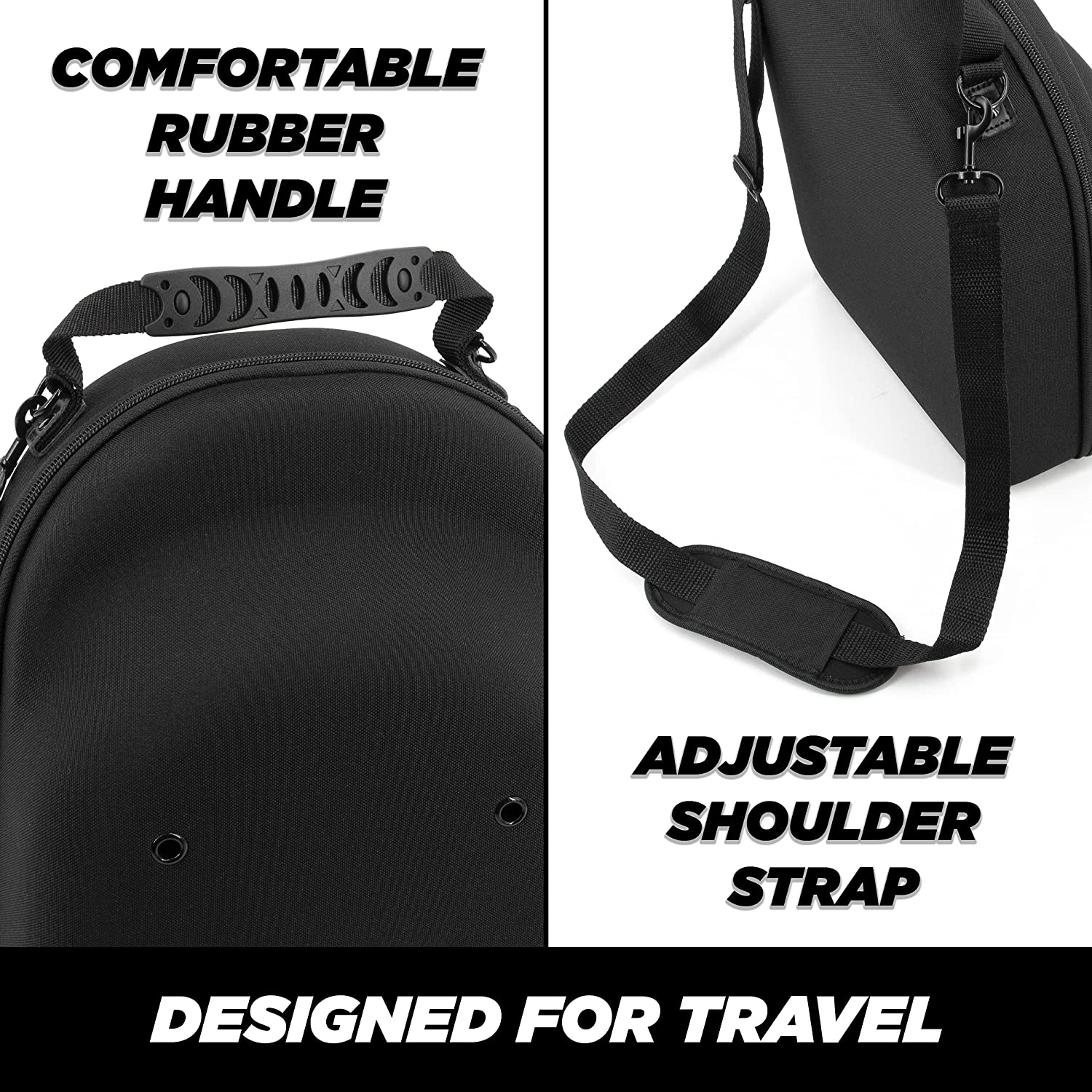 CASEMATIX Hard Shell Baseball Cap Travel Case - Holds 6 Hats with Adjustable Shoulder Strap & Carry Handle - Protective Storage for Baseball Caps, Snapbacks, and Hats - Perfect for Travel, Sports, and Outdoor Adventures