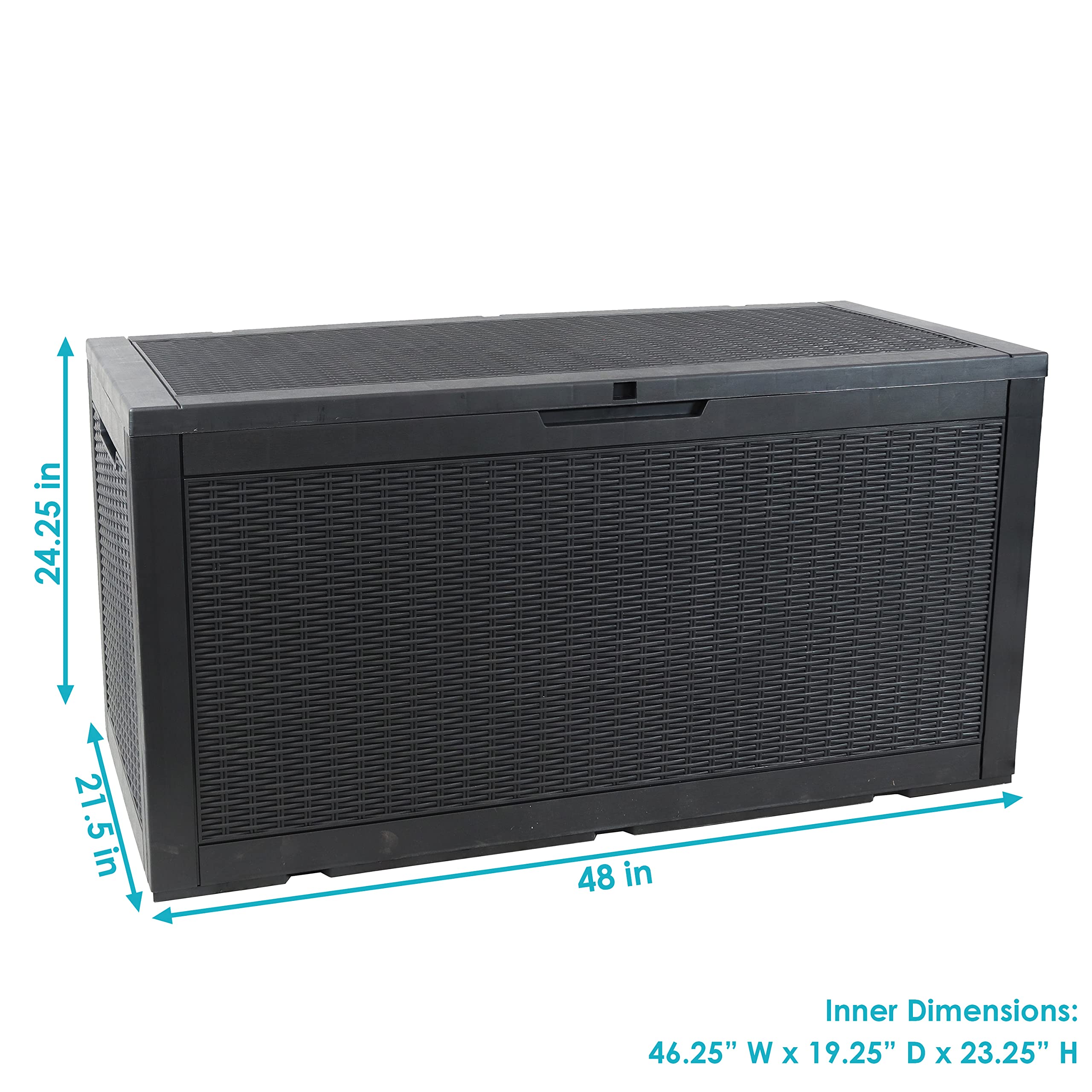 Sunnydaze 100-Gallon Outdoor Deck Storage Box - Lockable Weatherproof Package Delivery Bin - Faux Resin Phantom Gray - Perfect for Patio, Garden & Porch Organization
