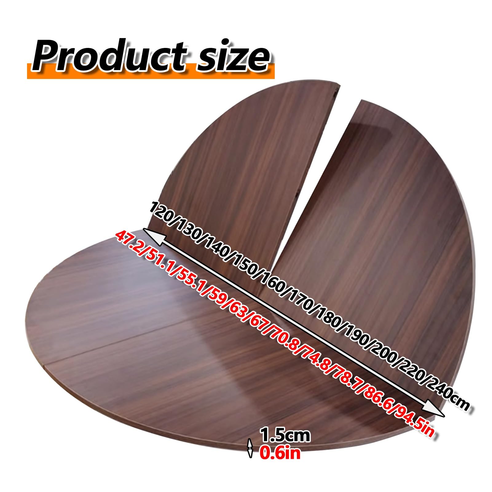 120cm-240cm Large Round Foldable Wooden Table Top Only - Replaceable Folding Circle Table Top Without Legs, Easy Storage & Portability - Perfect for Dining, Events, and Outdoor Gatherings