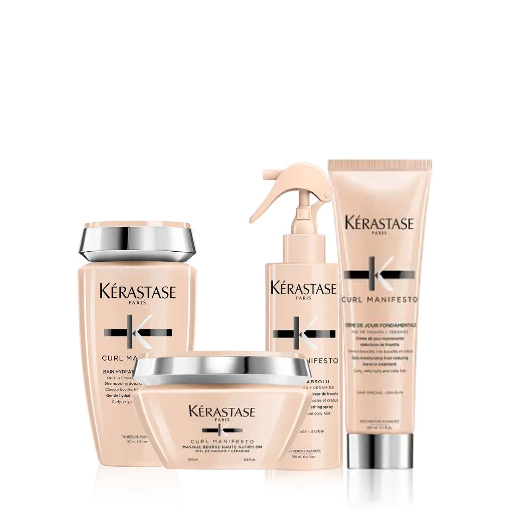 Kerastase Curl Manifesto Bundle for Very Curly Hair (Level 3) - Hydrating Shampoo, Conditioner & Hair Mask for Defined Curls - Perfect for Dry, Frizzy Curly Hair Care Routine