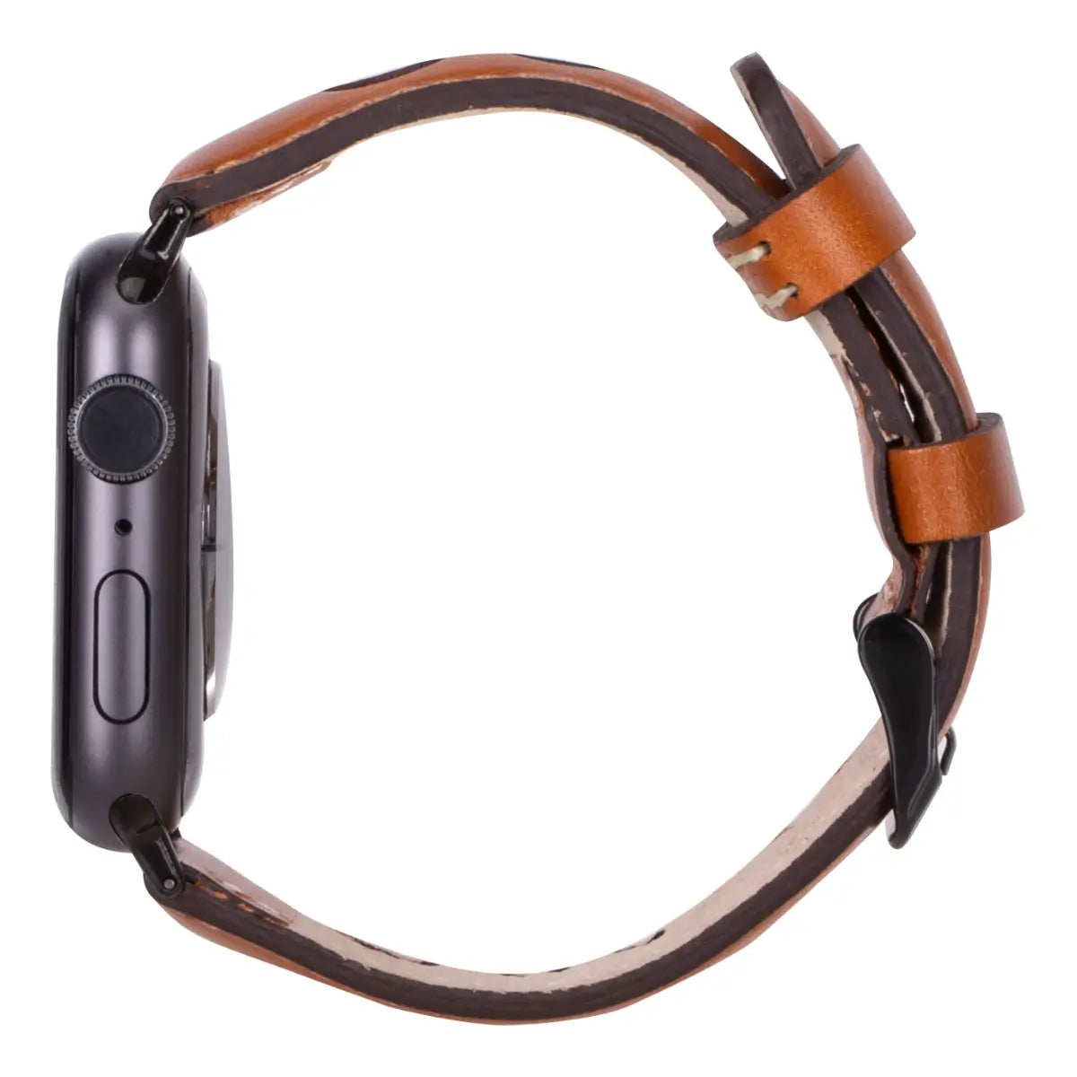 Premium Burnished Tan Leather Apple Watch Band - Stylish & Durable Rally Strap for Workouts, Travel & Everyday Wear