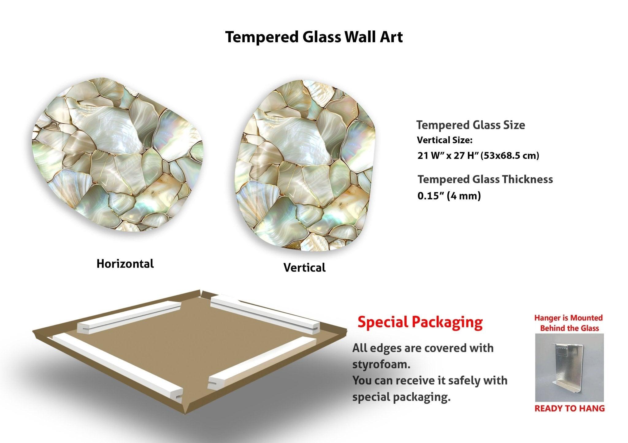 Abstract Pearlescent Decorative Glass Wall Art - Modern Iridescent Home Decor for Living Room, Bedroom & Office - Elegant Handmade Wall Sculpture for Contemporary Interior Design