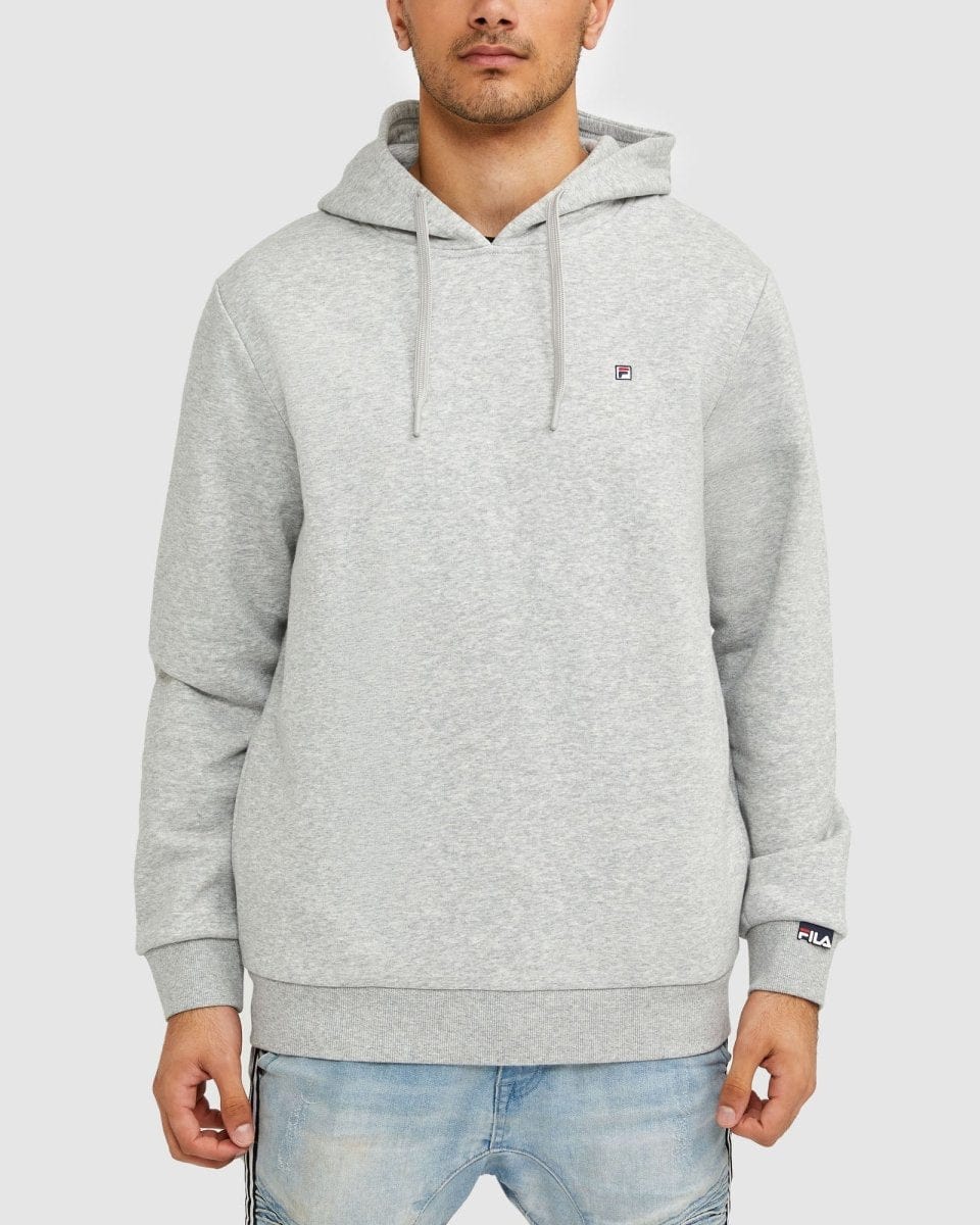 FILA Men's Uni Badge Silver Marle Hoodie - Comfortable & Stylish Pullover for Casual Wear, Gym, and Outdoor Activities