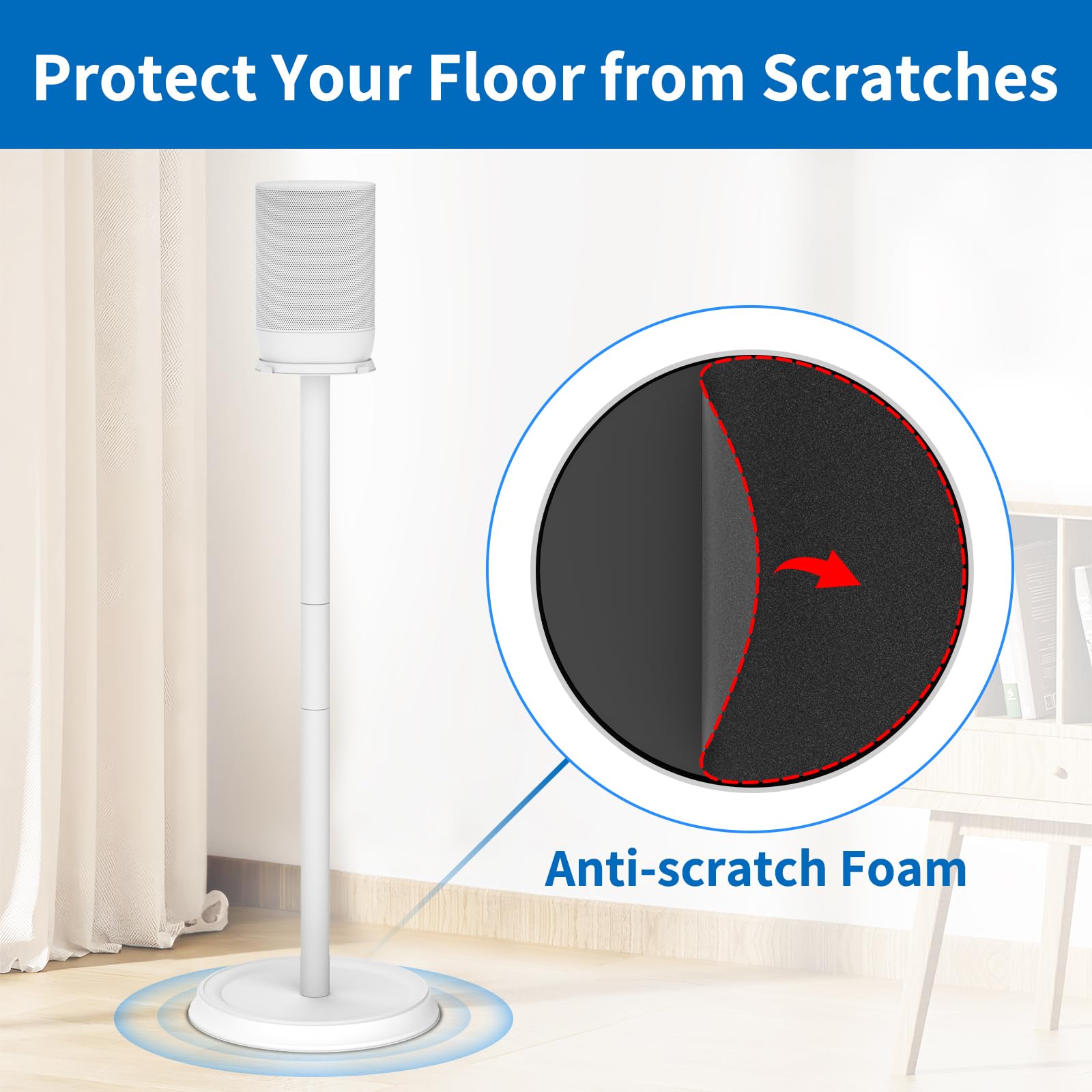 Heavy Duty Speaker Stand for Sonos Move & Move 2 - Adjustable Floor Stand with Cable Management Clips | Easy Installation White Speaker Holder | Perfect for Home Theater, Outdoor Parties & Music Studios