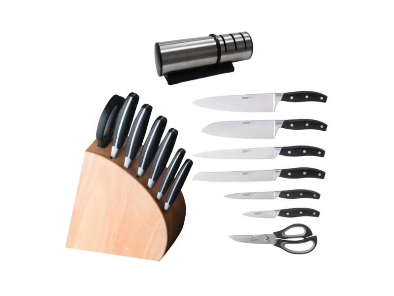 BergHOFF Forged 9-Piece Stainless Steel Knife Block Set with Built-in Sharpener | Professional Kitchen Cutlery for Cooking, Slicing & Dicing | Perfect for Home Chefs & Culinary Enthusiasts