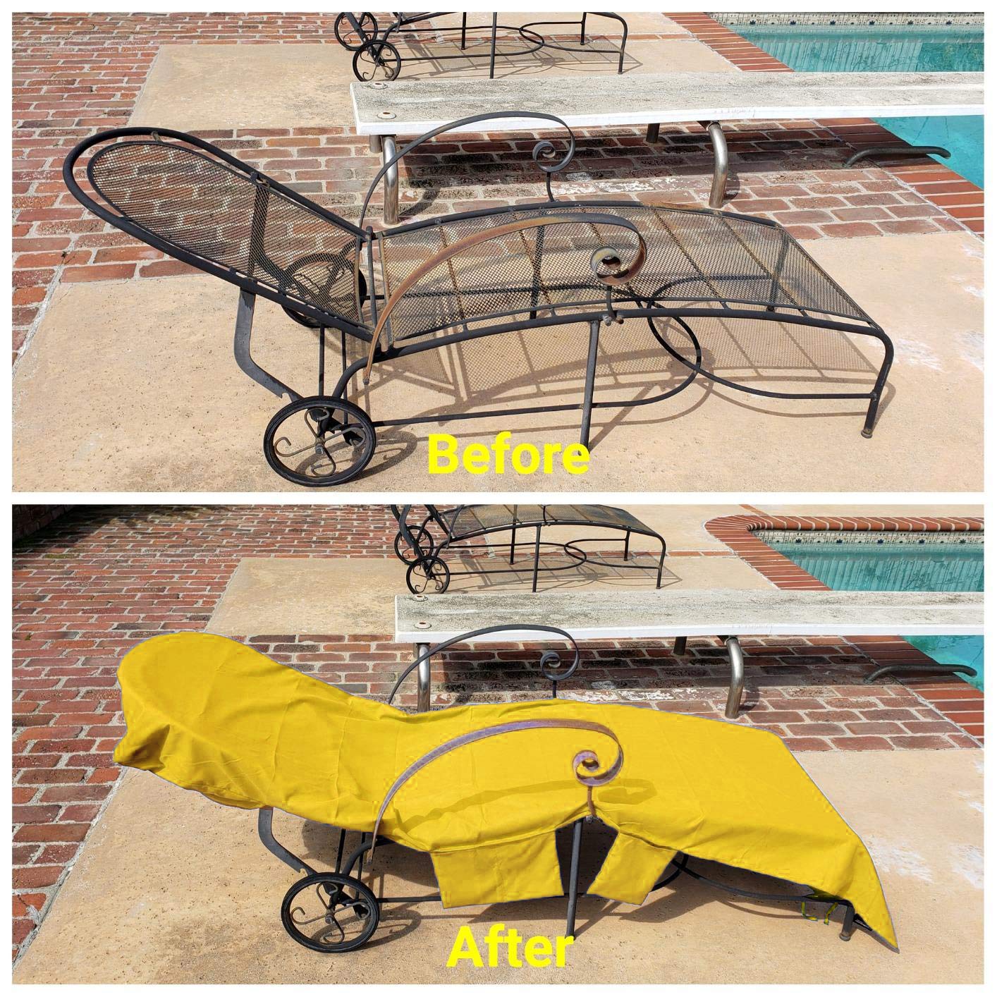Microfiber Pool Lounge Chair Cover with Pockets - Waterproof Beach Towel for Sun Lounger, Patio & Garden - Perfect for Summer Holidays, Sunbathing & Outdoor Relaxation (Yellow)