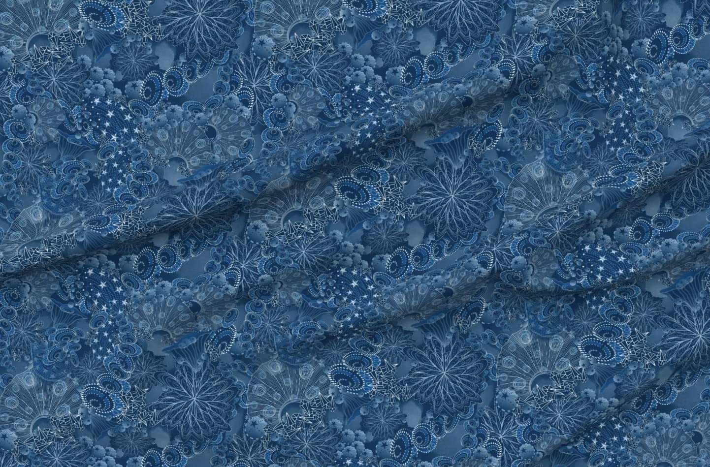 Premium Spoonflower Fabric - Classic Blue Japanese Indigo Printed Minky Fabric by The Yard | Soft & Durable Material for Sewing Baby Blankets, Quilt Backing, Plush Toys & DIY Crafts | Perfect for Nursery Decor, Gift Making & Home Sewing Projects