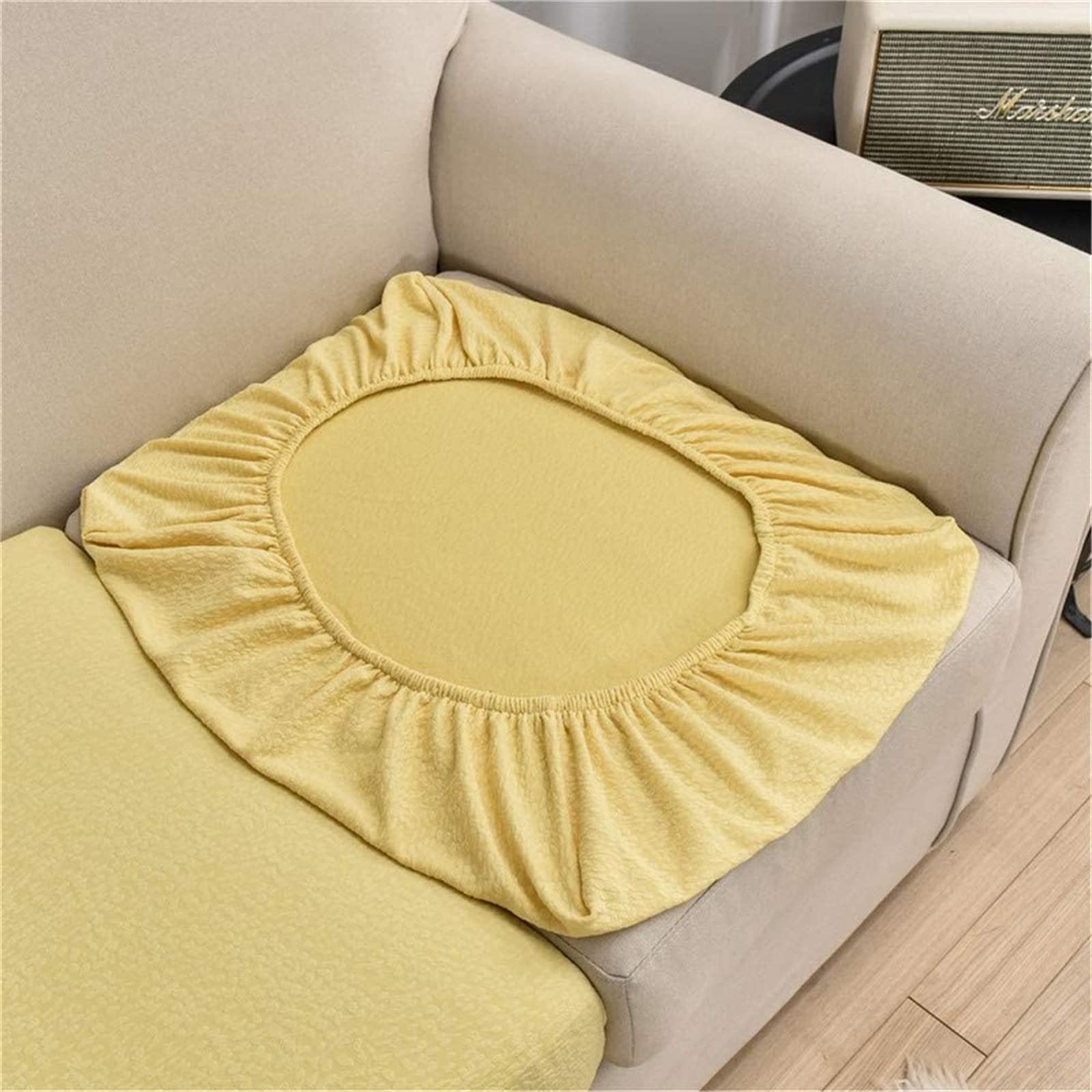 Stretch Waterproof Sofa Cushion Covers - High Elastic Fabric Slipcovers for Couches & Chairs (Goose Yellow, Chaise Seat) - Perfect for Living Room, Office & Pet-Friendly Homes
