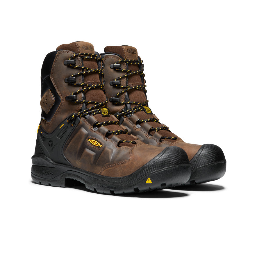 **Men's Dover 8 Waterproof Work Boot with Carbon Toe - Dark Earth/Black - Durable & Comfortable for Construction, Hiking & Outdoor Work**