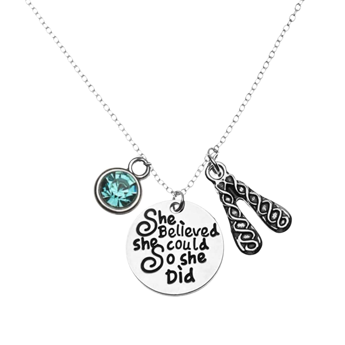 Personalized Irish Dance Necklace with Birthstone Charm - She Believed She Could So She Did - Perfect for Irish Dance Recitals, Competitions, and Gifts for Irish Dancers