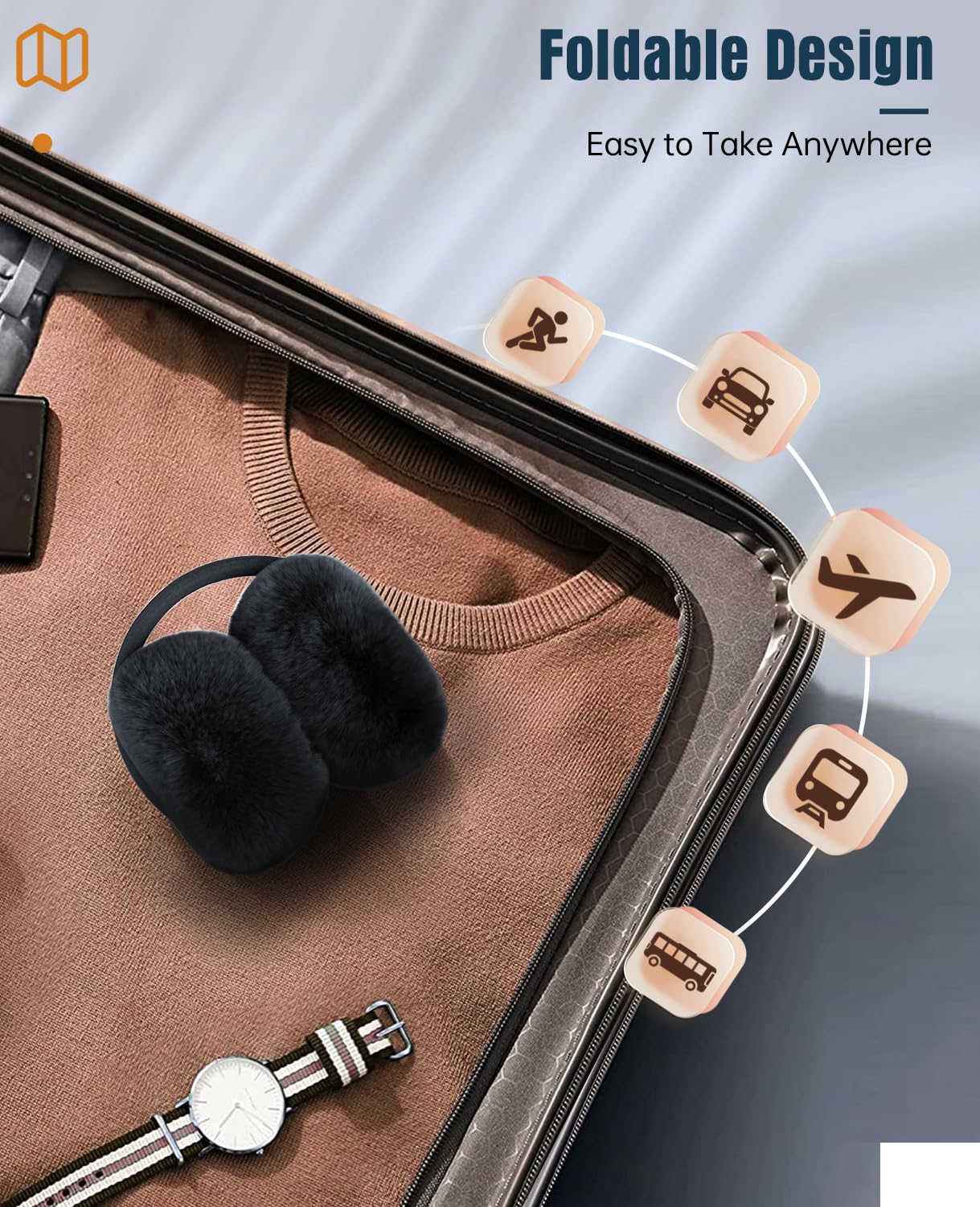 Wireless Bluetooth Ear Muffs for Winter - HD Sound & Built-in Mic - Warm Headphones for Men & Women - Perfect for Skiing, Running & Outdoor Activities