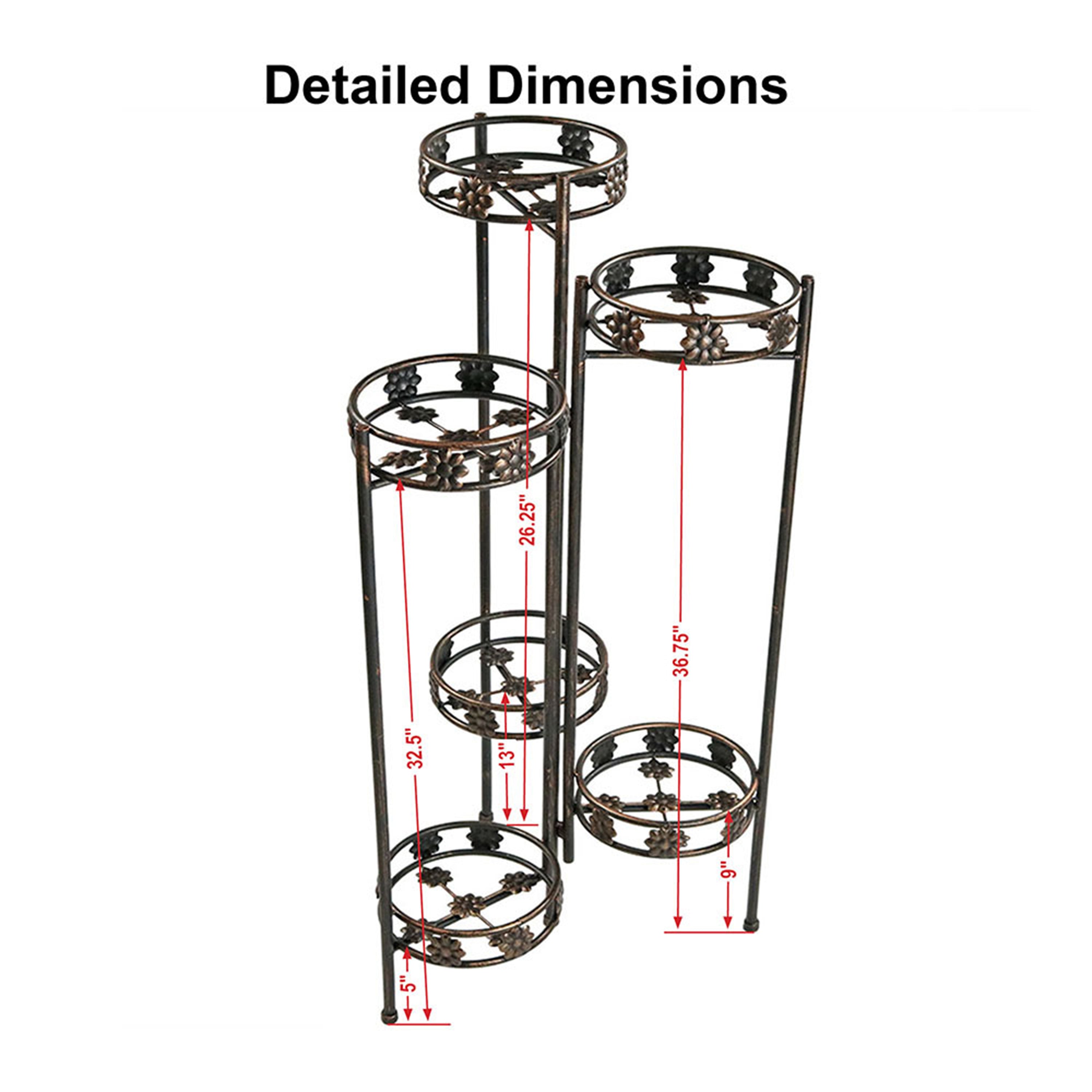 Sunnydaze 6 Tier Folding Plant Stand - Indoor/Outdoor Metal Flower Pot Holder for Garden, Patio, Balcony - Space Saving Vertical Gardening Solution