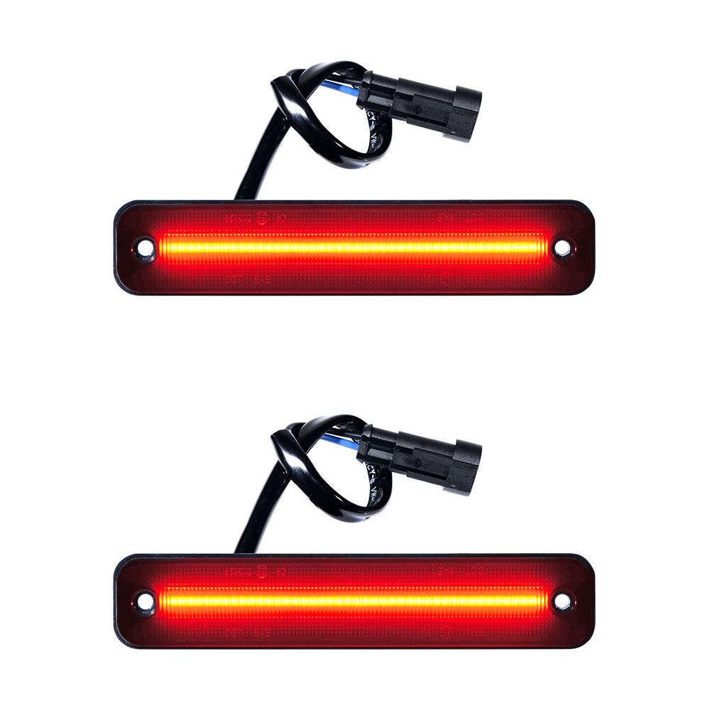 10pcs Smoked Lens Amber Red LED Cab Roof Marker Lights + 4pcs Front & Rear Dynamic Sequential Turn Signal Side Marker Lights Kit - Compatible with Hummer H2 2003-2009 | Upgrade Your Truck Lighting for Safety & Style