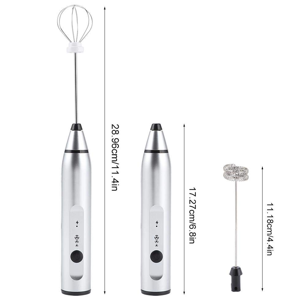 Rechargeable Electric Hand Mixer & Frother - 3 Speed Settings, Silver - Perfect for Baking, Whipping Cream & Making Lattes at Home