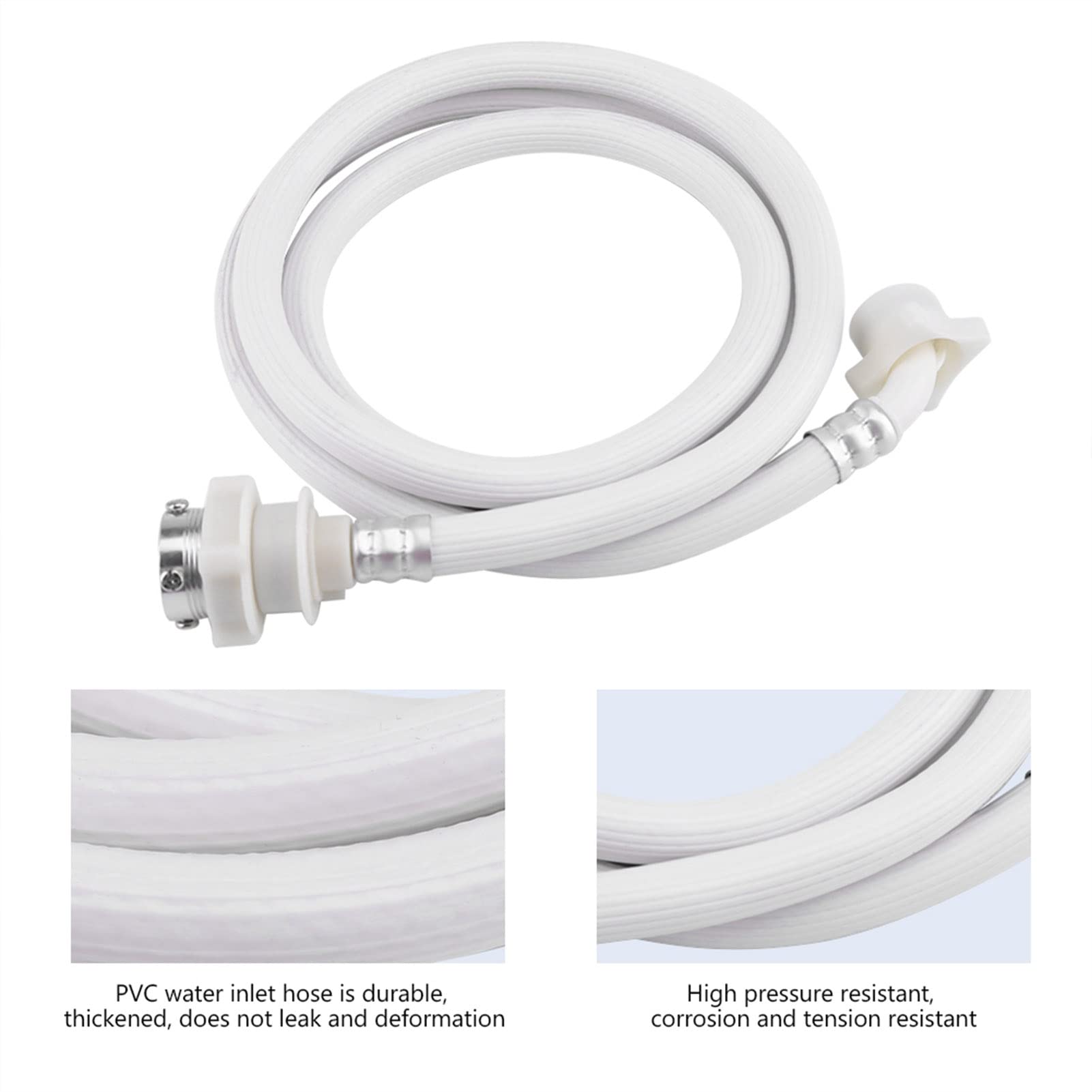Portable Washing Machine Hoses & Dishwasher Drain Hose - 2m Long White Water Inlet Pipe Tube Connector for Laundry & Kitchen Appliances - Perfect for Small Spaces, Apartments, RVs, and Camping Use