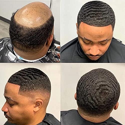 HAPPY&CC 8MM Men's Afro Wave Toupee - 100% Virgin Indian Human Hair - Thin Skin PU Base - Natural Hair Replacement System for Men - Perfect for Daily Wear, Parties & Special Occasions
