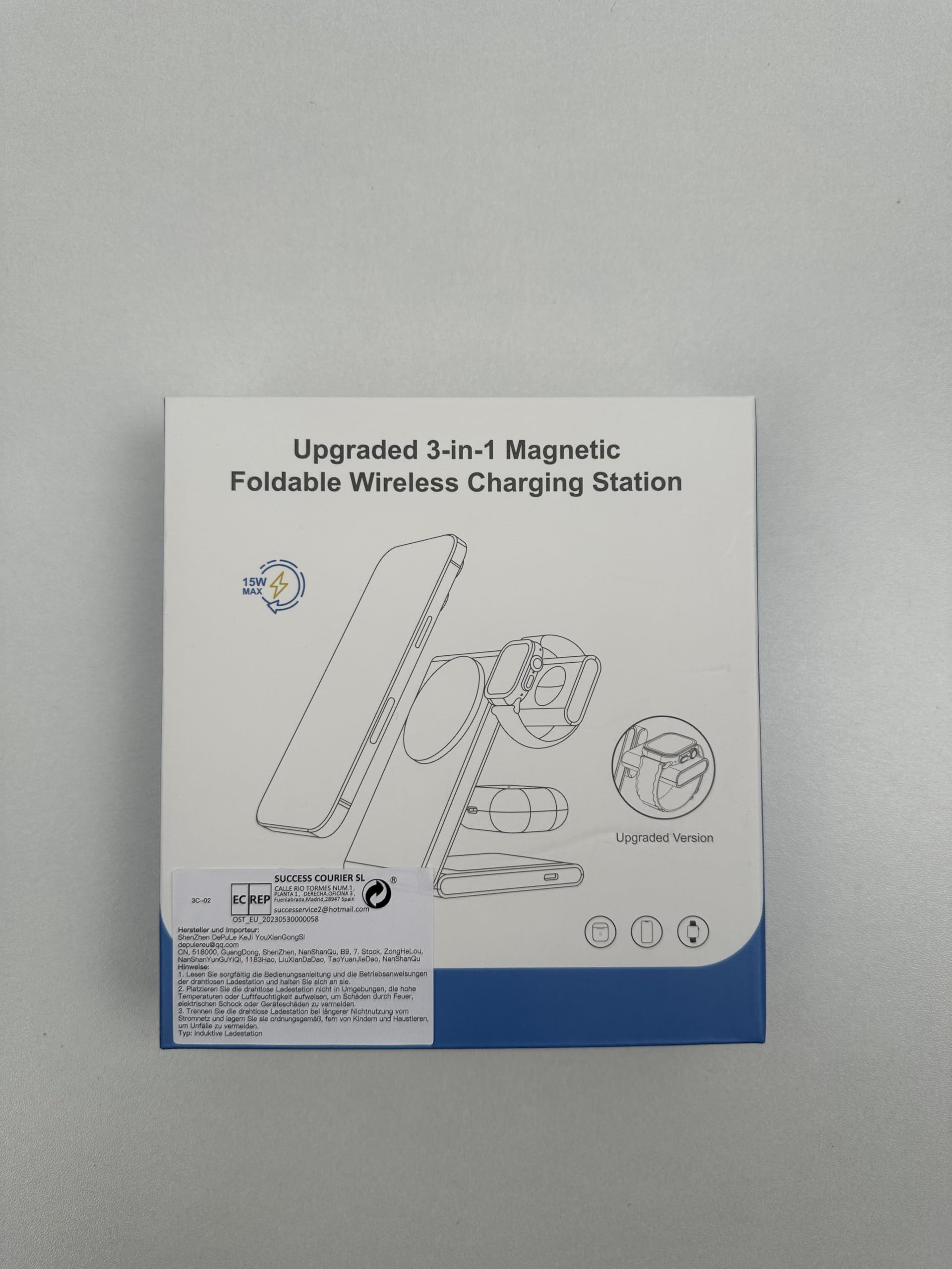 Meifigno 3-in-1 Foldable Magnetic Wireless Charging Station with 20W PD USB-C Adapter | Fast Charging Stand for iPhone 16/15/14/13/12 Pro/Max, Apple Watch Series 9/8/7/SE, AirPods Pro/3/2 | Perfect for Home, Office & Travel | Space Gray