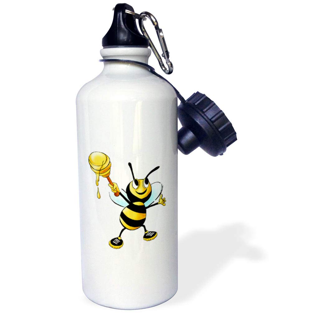 3D Rose Bumble Bee with Honey Sports Water Bottle - 21 oz Insulated Stainless Steel Water Bottle for Gym, Hiking & Outdoor Activities - Multicolor Design