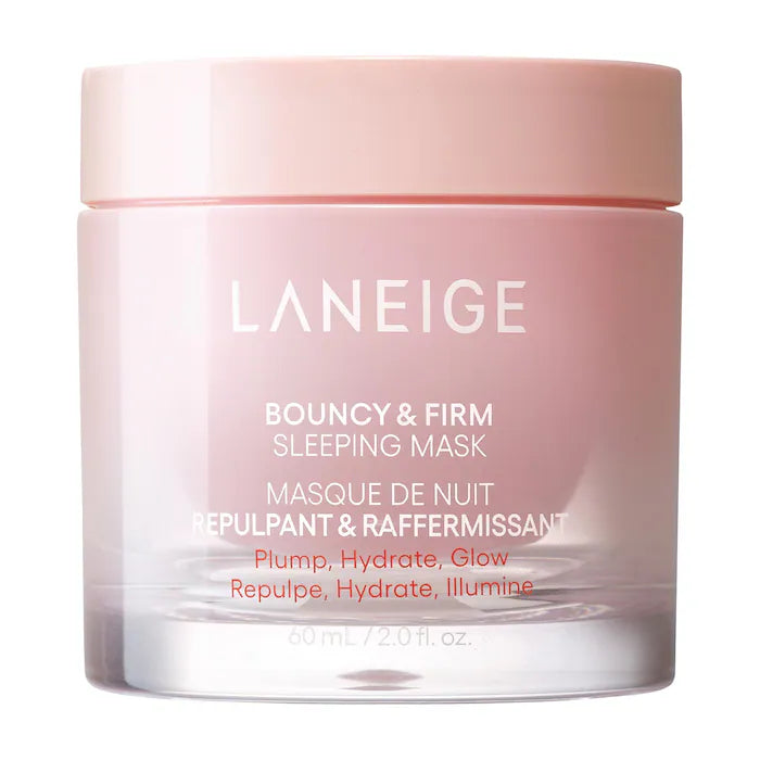 LANEIGE Bouncy + Firm Radiance Boosting Peony Collagen Complex Night Mask - Hydrating & Brightening Sleeping Face Mask for Glowing Skin - Perfect for Overnight Skincare Routine & Travel Essentials