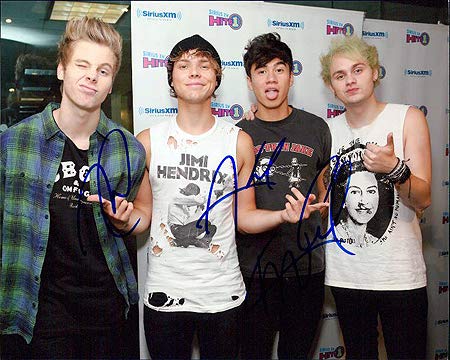 5 Seconds of Summer Signed 8x10 Music Photo - Autographed by Michael Clifford, Luke Hemmings, Calum Hood & Ashton Irwin - Perfect for Music Memorabilia Collections and Band Merch Displays