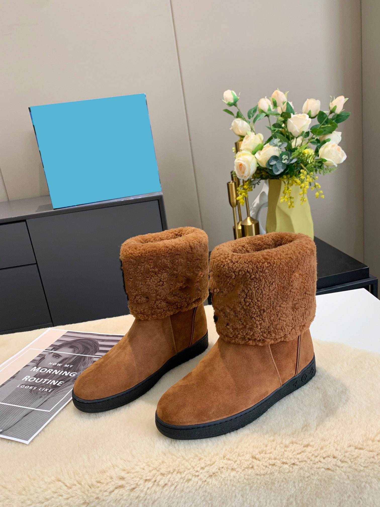 Warm & Cozy Lambswool Boots for Women & Men - Soft Winter Slippers with Non-Slip Sole - Perfect for Indoor/Outdoor Use at Home, Office & Travel