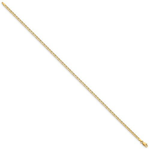 14K Yellow Gold Polished 2mm Anchor Link Anklet Bracelet for Women - Elegant Beach Jewelry for Summer Outfits & Vacation Accessories