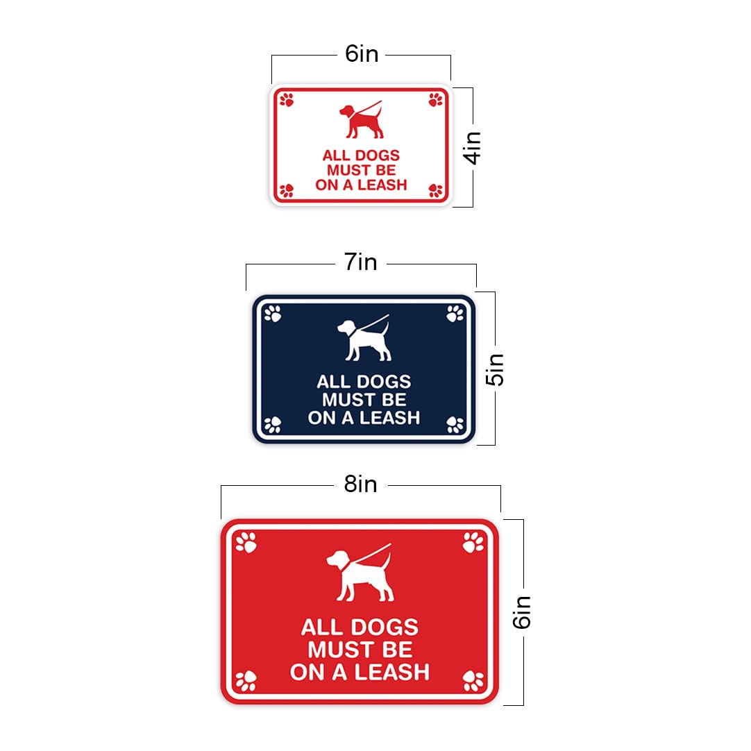 Vintage Style 'All Dogs Must Be On A Leash' Metal Sign with Paw Print Design - Blue, Medium (12x8 Inches) - Perfect for Dog Parks, Vet Clinics & Backyard Fencing