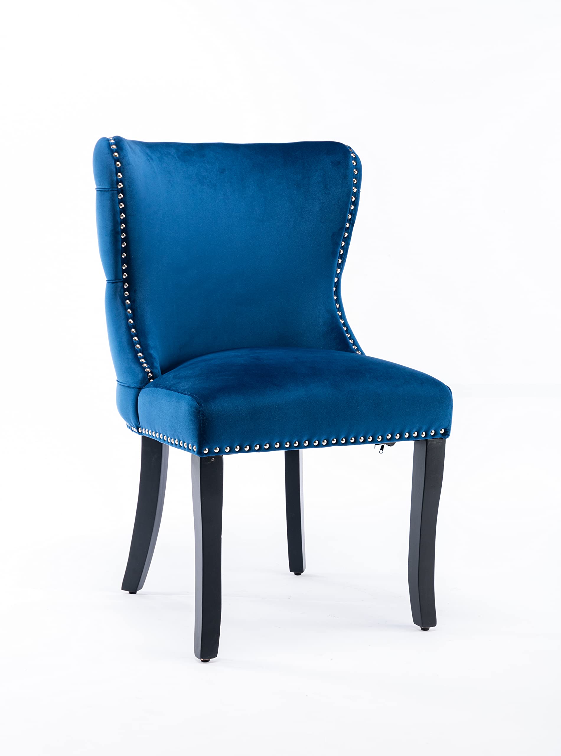 **Merax Set of 2 Upholstered Wingback Dining Chairs - Blue Velvet with Nailhead Trim & Solid Wood Legs - Elegant Kitchen & Dining Room Seating for Home & Restaurant**
