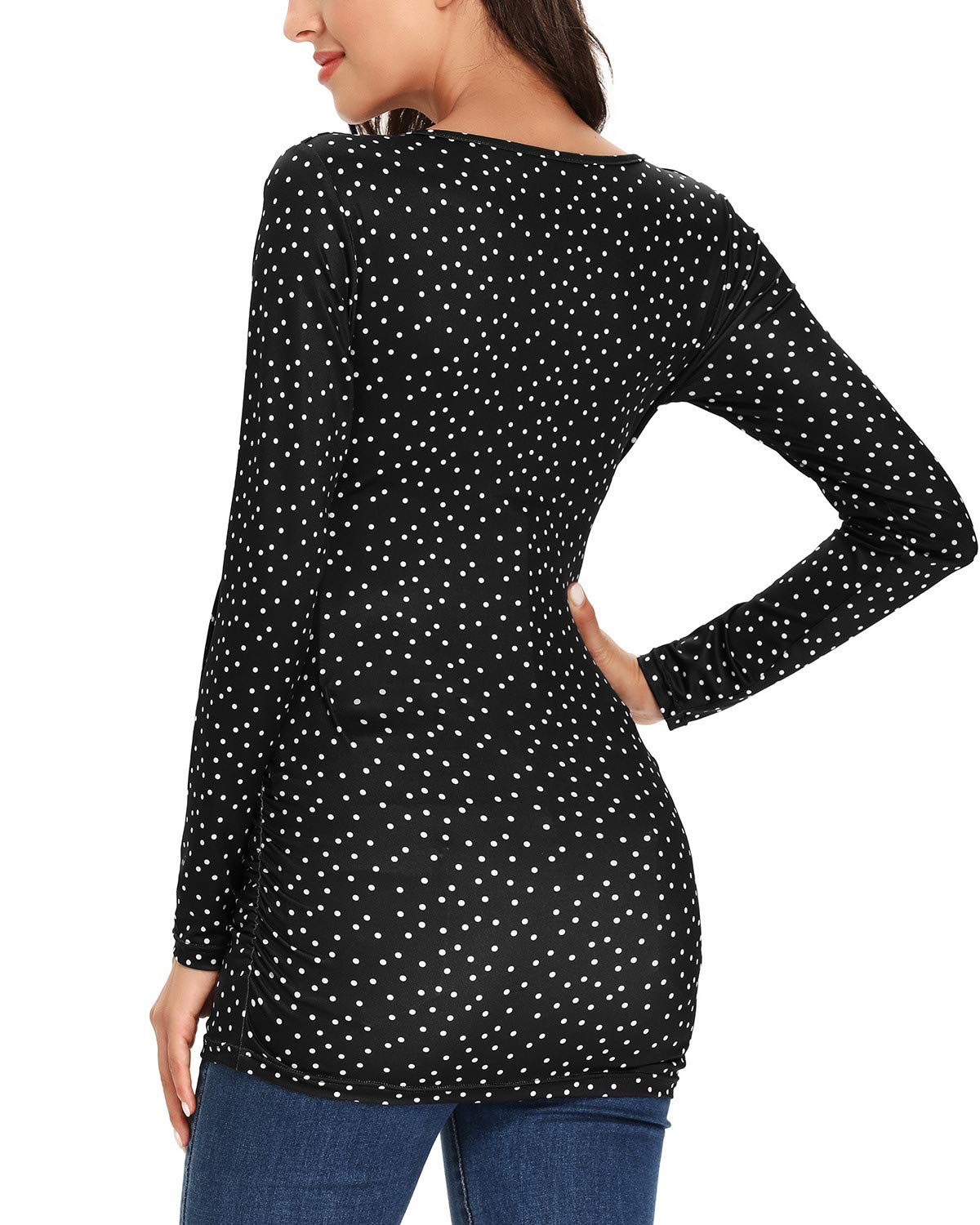 Glampunch Women's Maternity Shirts - Short & Long Sleeve Tie Front Wrap Tops for Pregnancy - Perfect for Work, Casual Wear & Maternity Photos