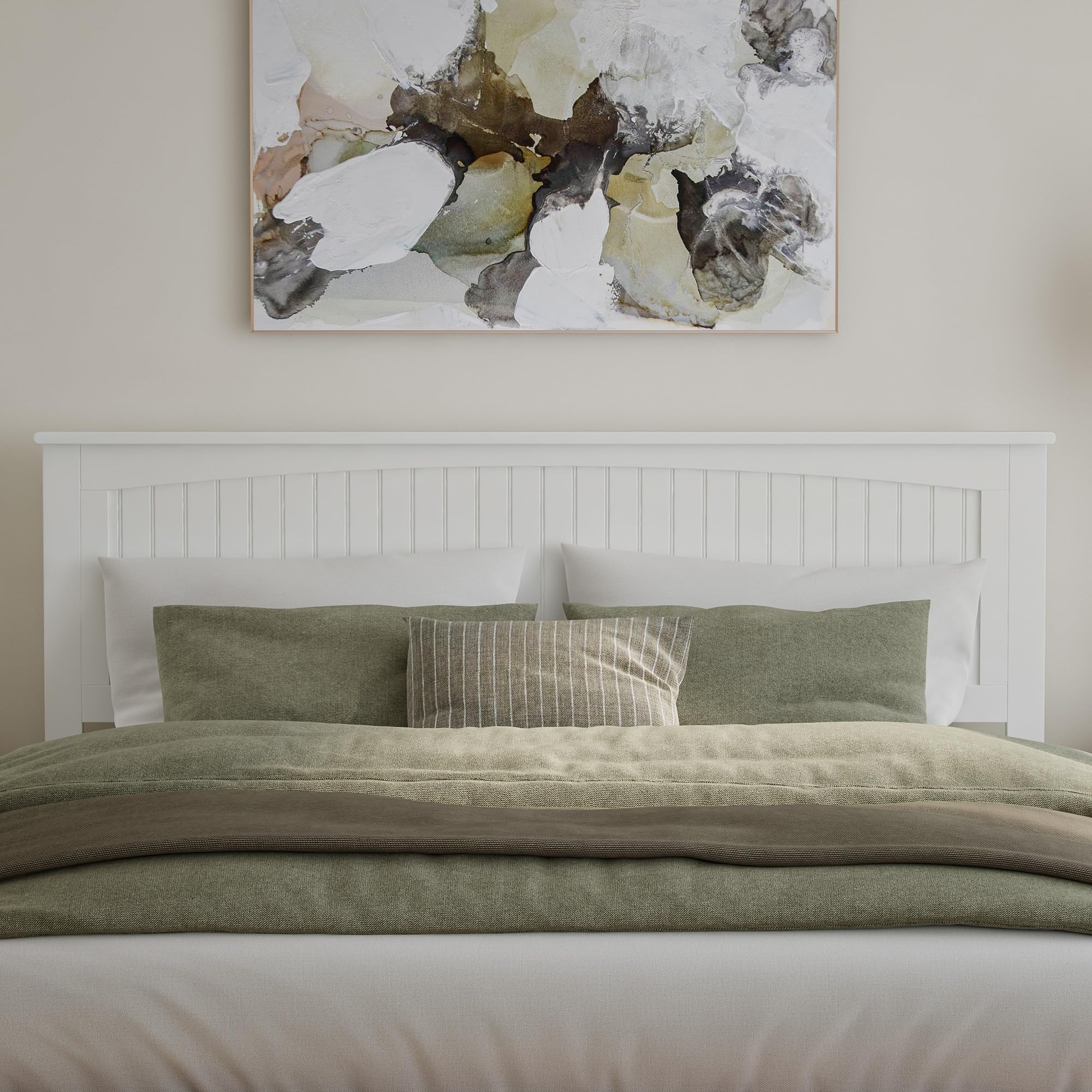 Atlantic Furniture AR282852 Nantucket King Size Headboard in White - Coastal Bedroom Decor for Master & Guest Rooms