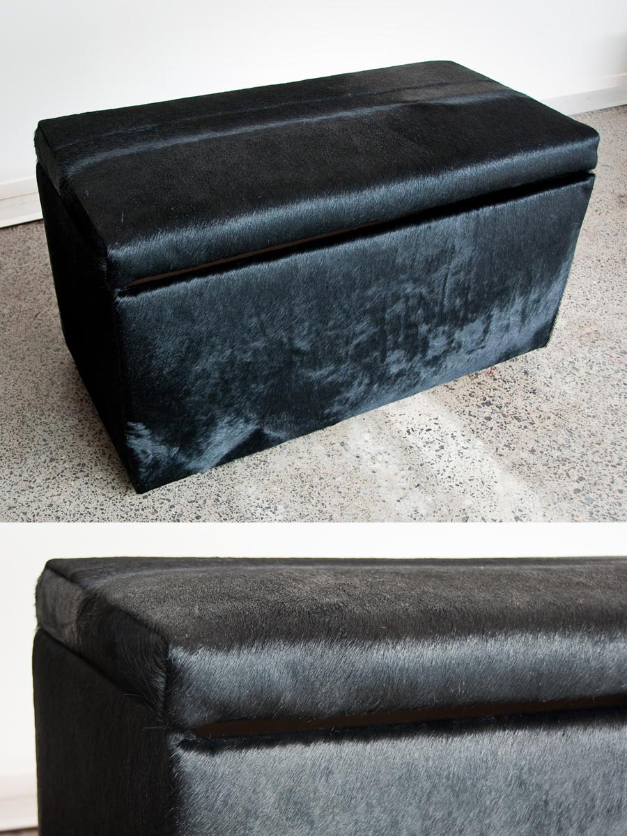 Premium Cowhide Storage Ottoman Bench - 35.4