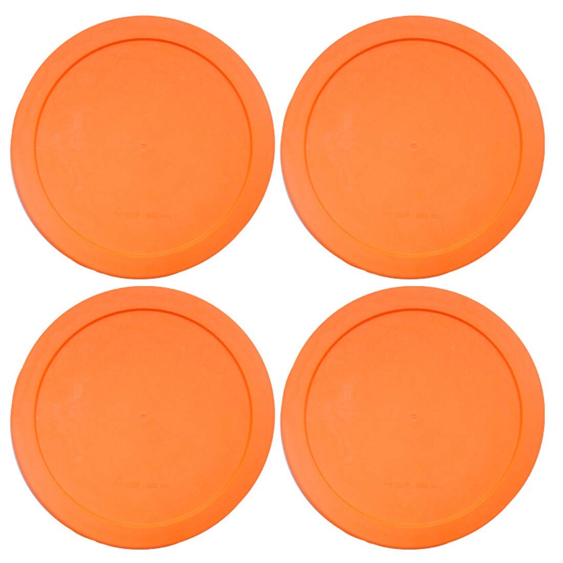 Pyrex & Anchor Round Glass Container Lids (2-Cup, Orange, 4-Pack) – Airtight Food Storage for Meal Prep & Leftovers