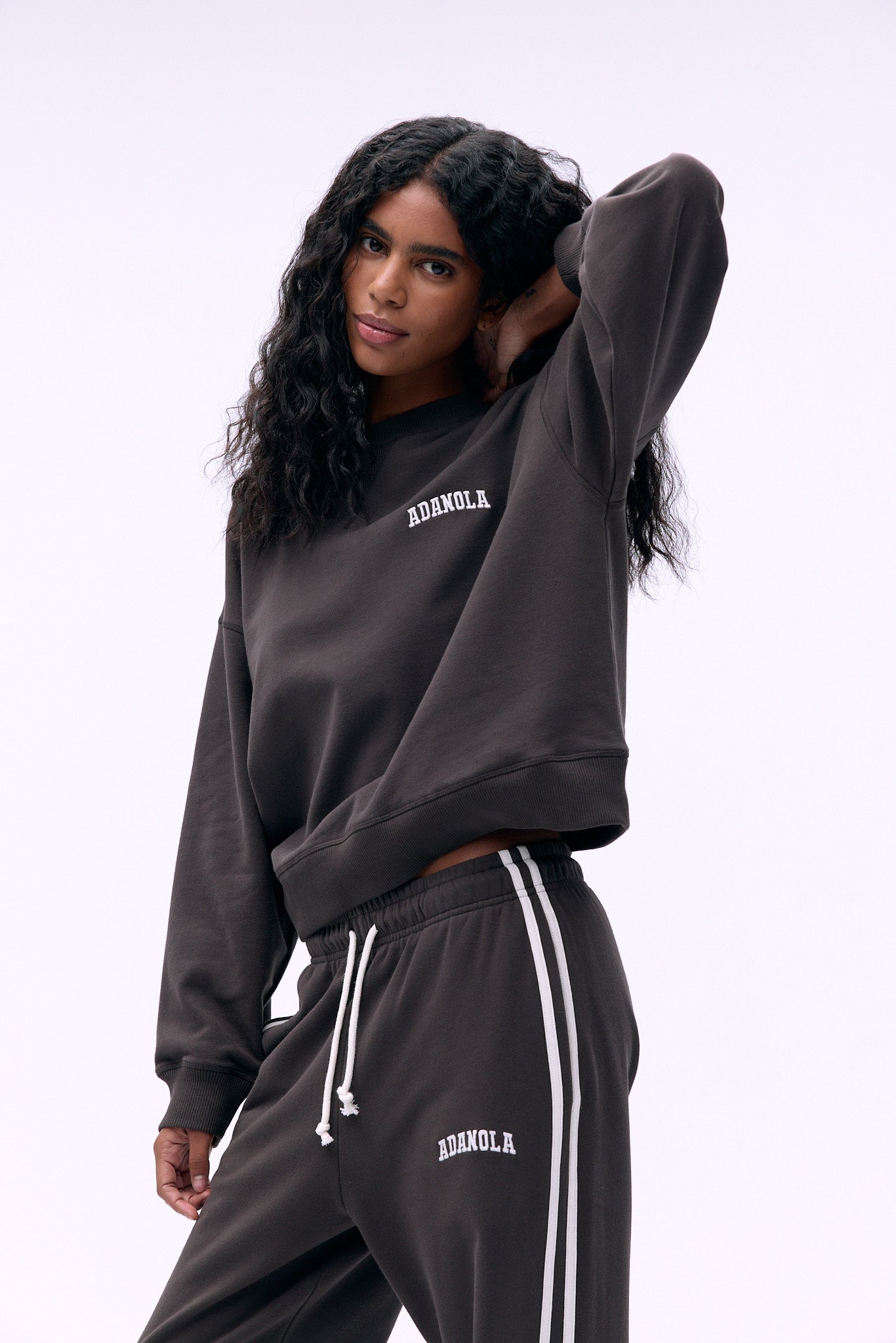 Varsity Loose Fit Sweatshirt - Coffee Brown & Marshmallow White Colors | Comfortable Casual Pullover for College, Streetwear & Everyday Outfits