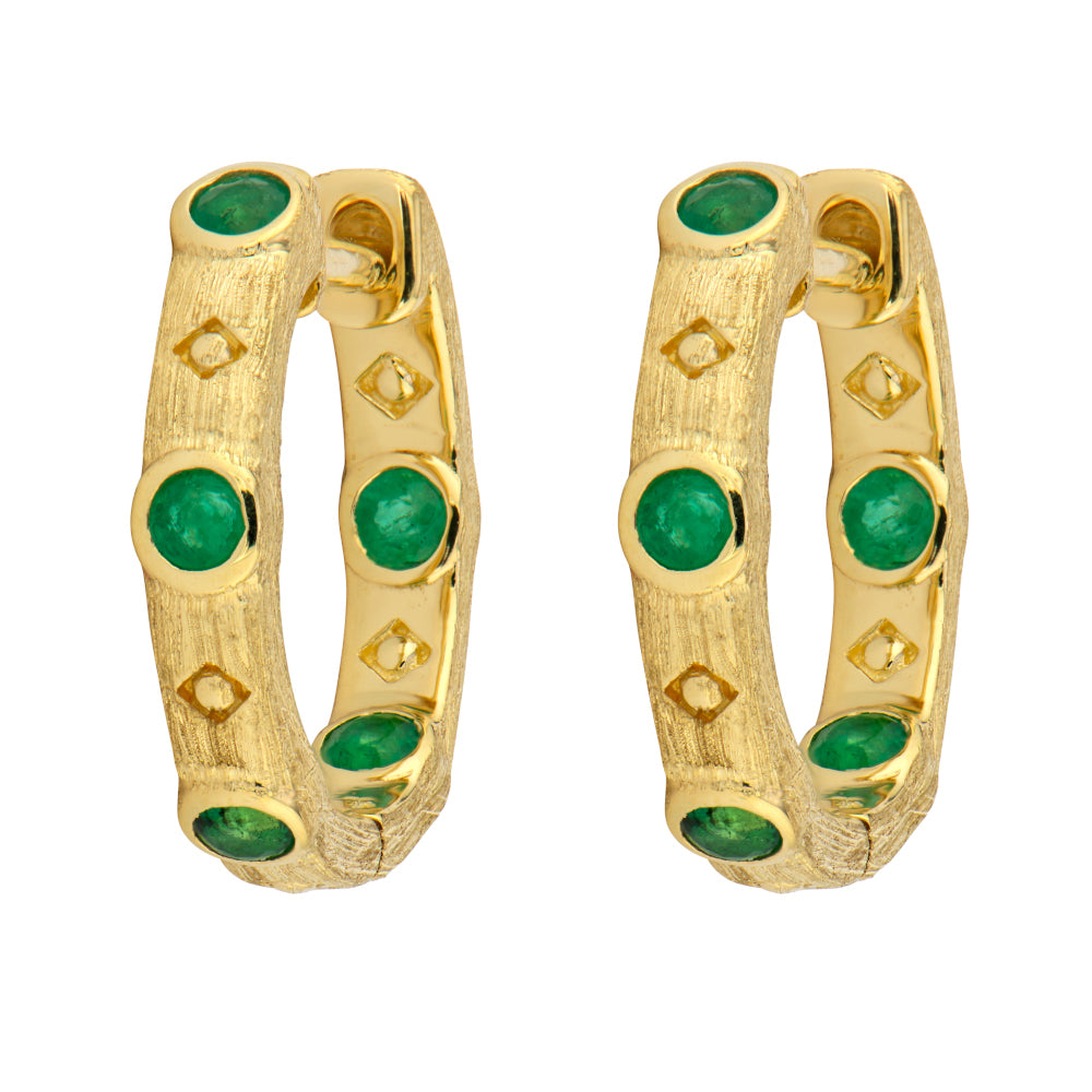 Jude Frances Emerald Provence Jane Hoop Earrings - 14K Gold Plated Dangle Earrings for Women | Perfect for Weddings, Parties & Everyday Elegance