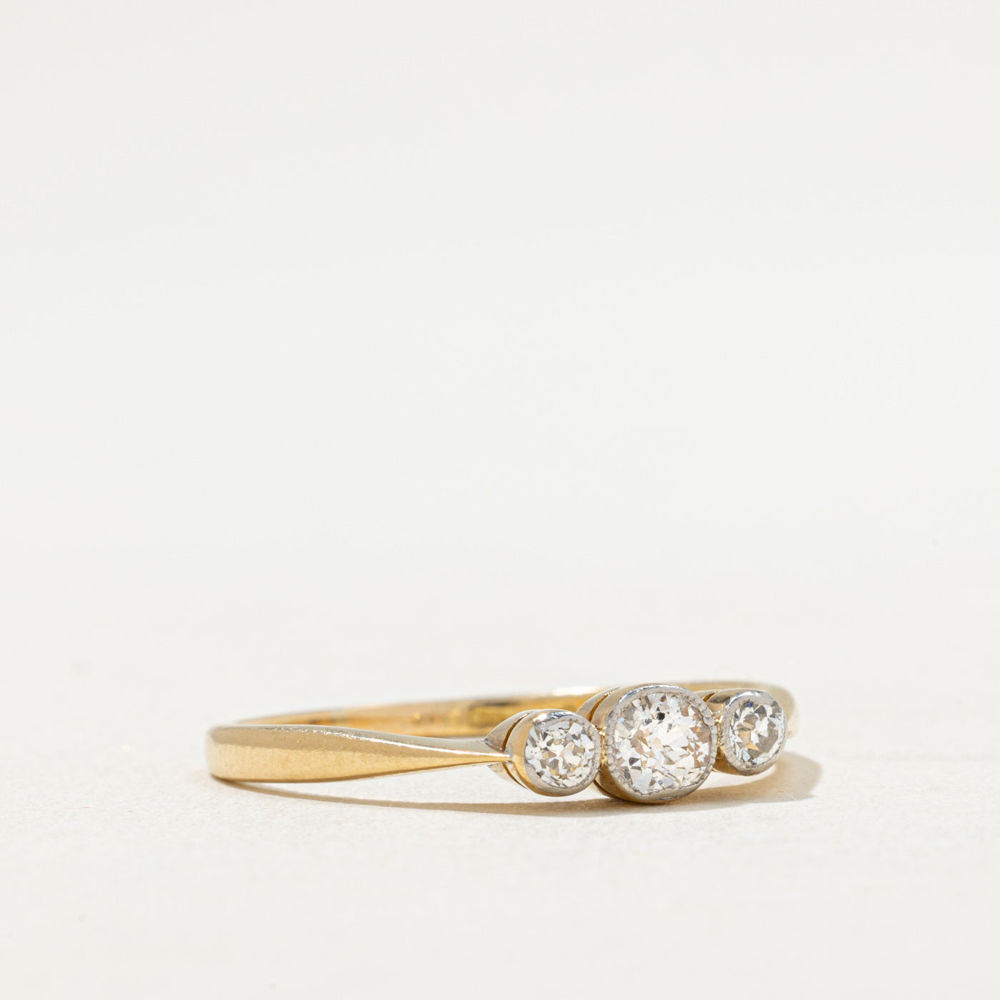 Vintage Three Stone Old European Cut Diamond Ring - 0.34 Carat Total Weight (CTW) - Size 9 - Perfect for Engagement, Anniversary & Special Occasion Jewelry Gifts