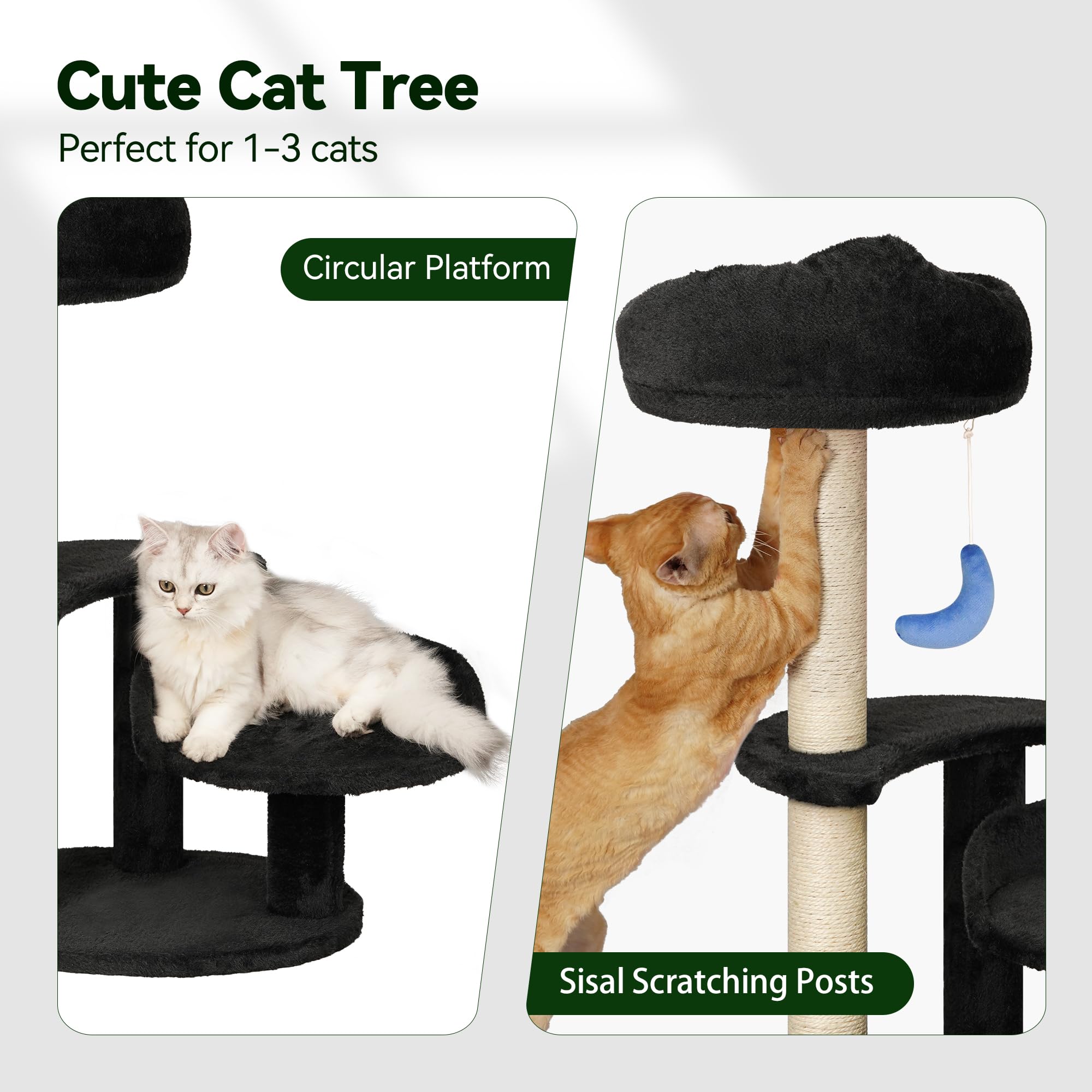 Premium Cloud Cat Tree for Indoor Cats - Multi-Level Kitten Tower with Scratching Post, Cozy Bed & Dangling Toys (15.4