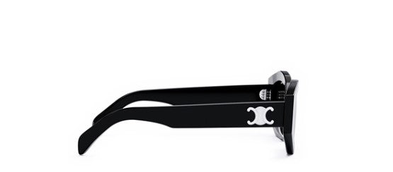 Celine Triomphe CL40238U 01A Shiny Black/Smoke Oval Women's Sunglasses - UV Protection, Luxury Fashion Accessory for Women, Perfect for Beach, Driving & Outdoor Activities