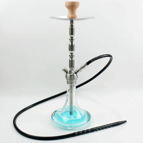 Premium Stainless Steel Shisha Hookah Set - 66cm Tall with Clay Bowl, Glass Base & 1 Hose - Portable Water Pipe for Relaxing Smoke Sessions | Perfect for Home Use, Parties & Outdoor Gatherings